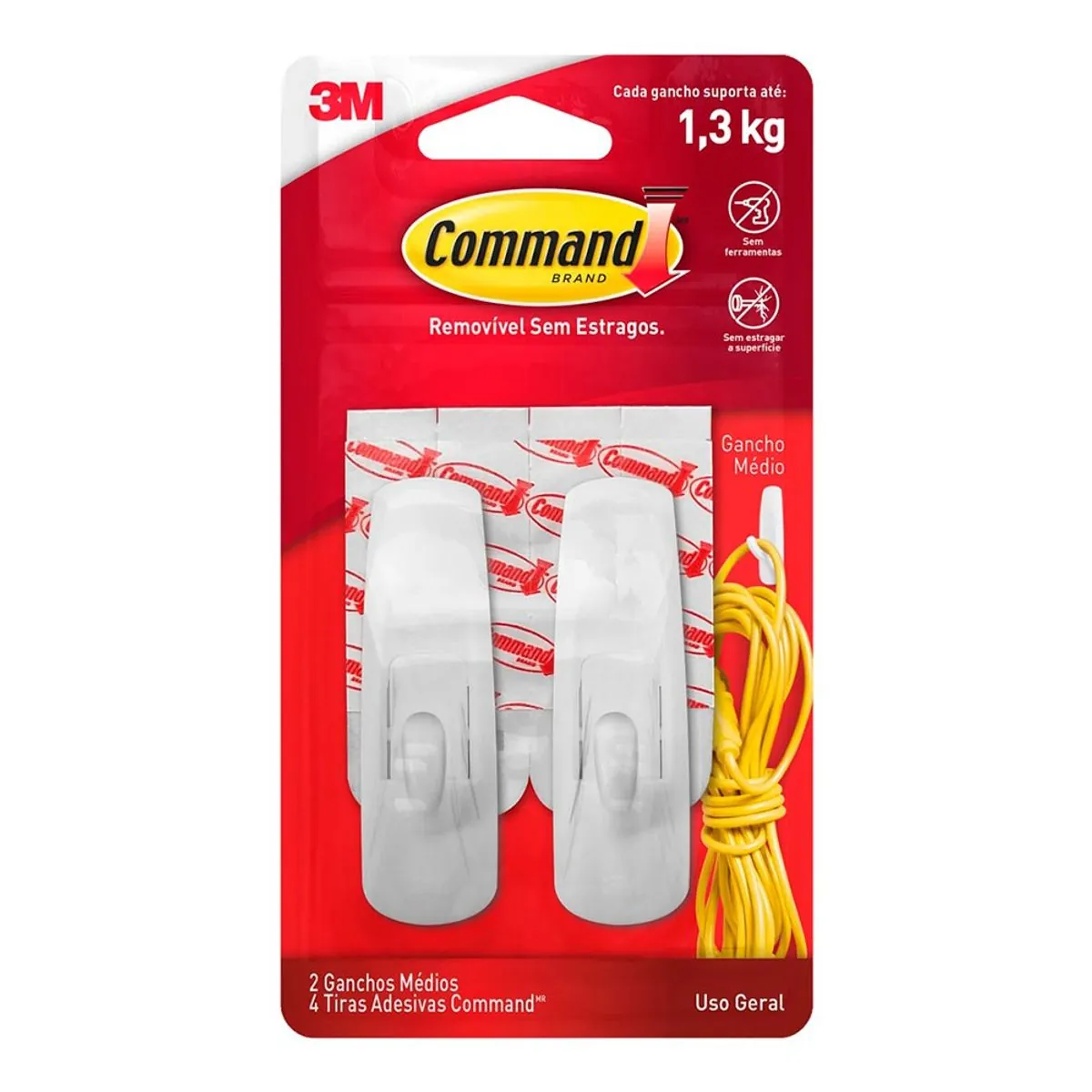Gancho Para Uso Geral Command 3M Branco 2 Unidades