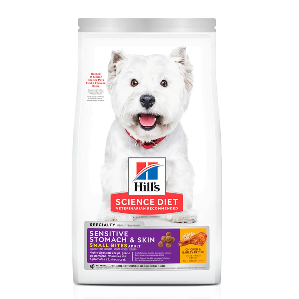 Ração Hill s Science Diet Cães Adultos Pele Sensível Pedaços Pequenos 1,81kg