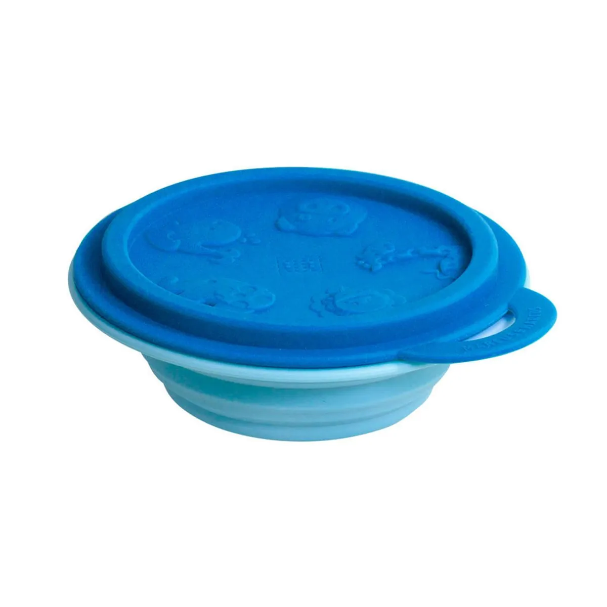 Tigela em Silicone com Tampa Hipopótamo Azul - Marcus&Marcus