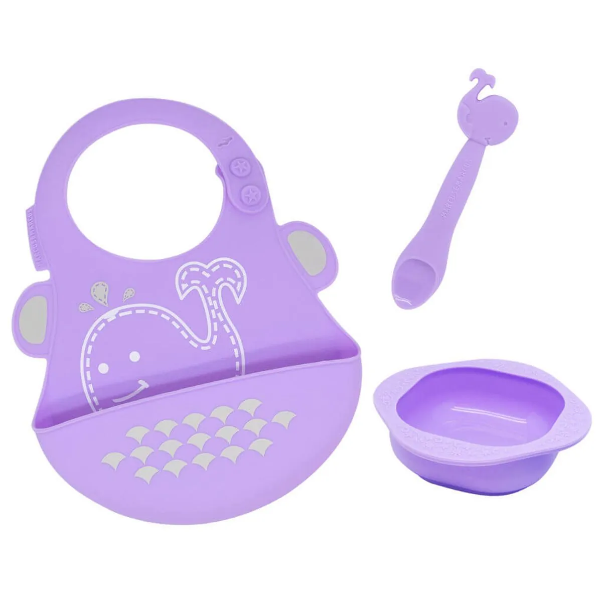 Kit de Alimentação em Silicone Baleia Roxa - Marcus&Marcus