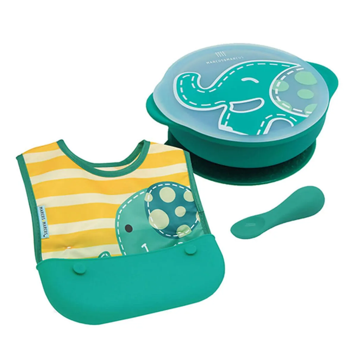 Kit Alimentação com Tigela, Babador e Colher Elefante - Marcus&Marcus