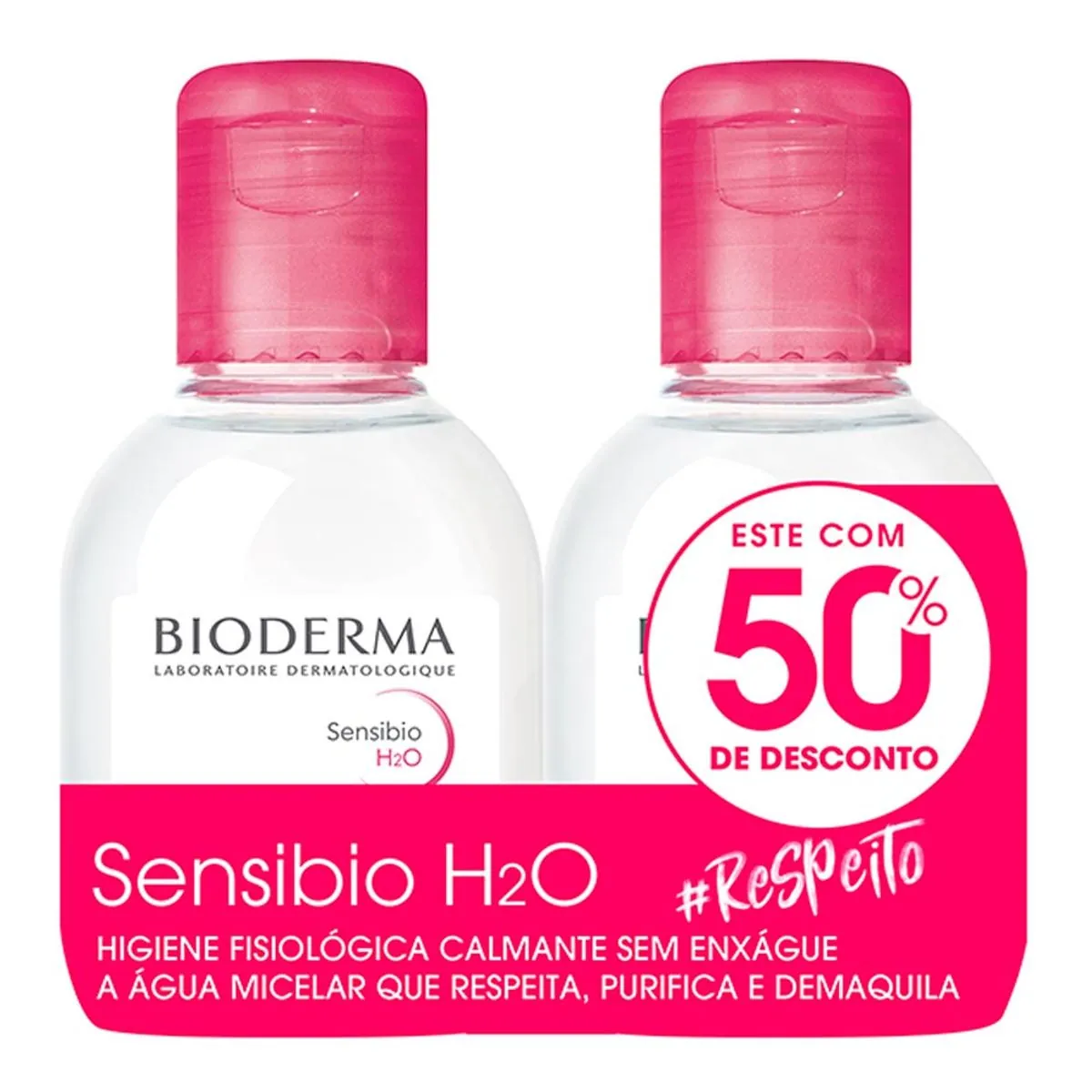 Kit Água Micelar Demaquilante Calmante Bioderma Sensibio H2O 100ml + 100ml
