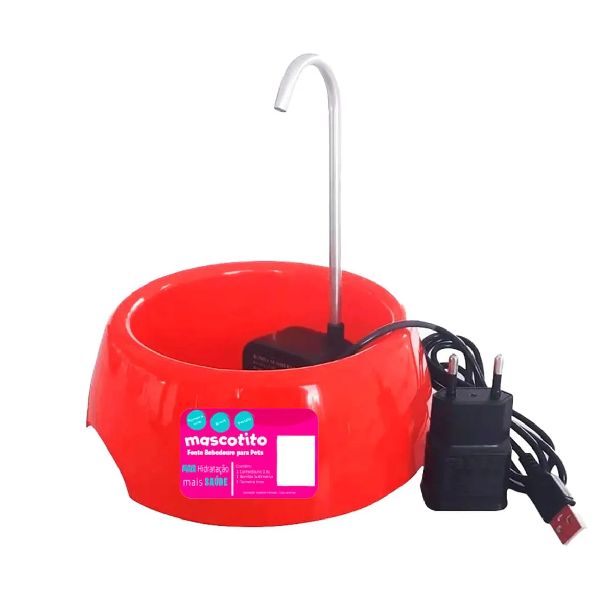 Fonte Bebedouro Mascotito Bivolt Vermelho 600ml