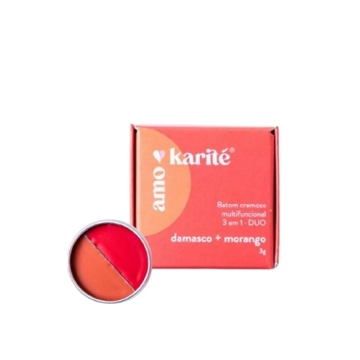 Amokarité Batom Duo Cremoso Multifuncional 3 em 1 - Morango + Damasco 5g