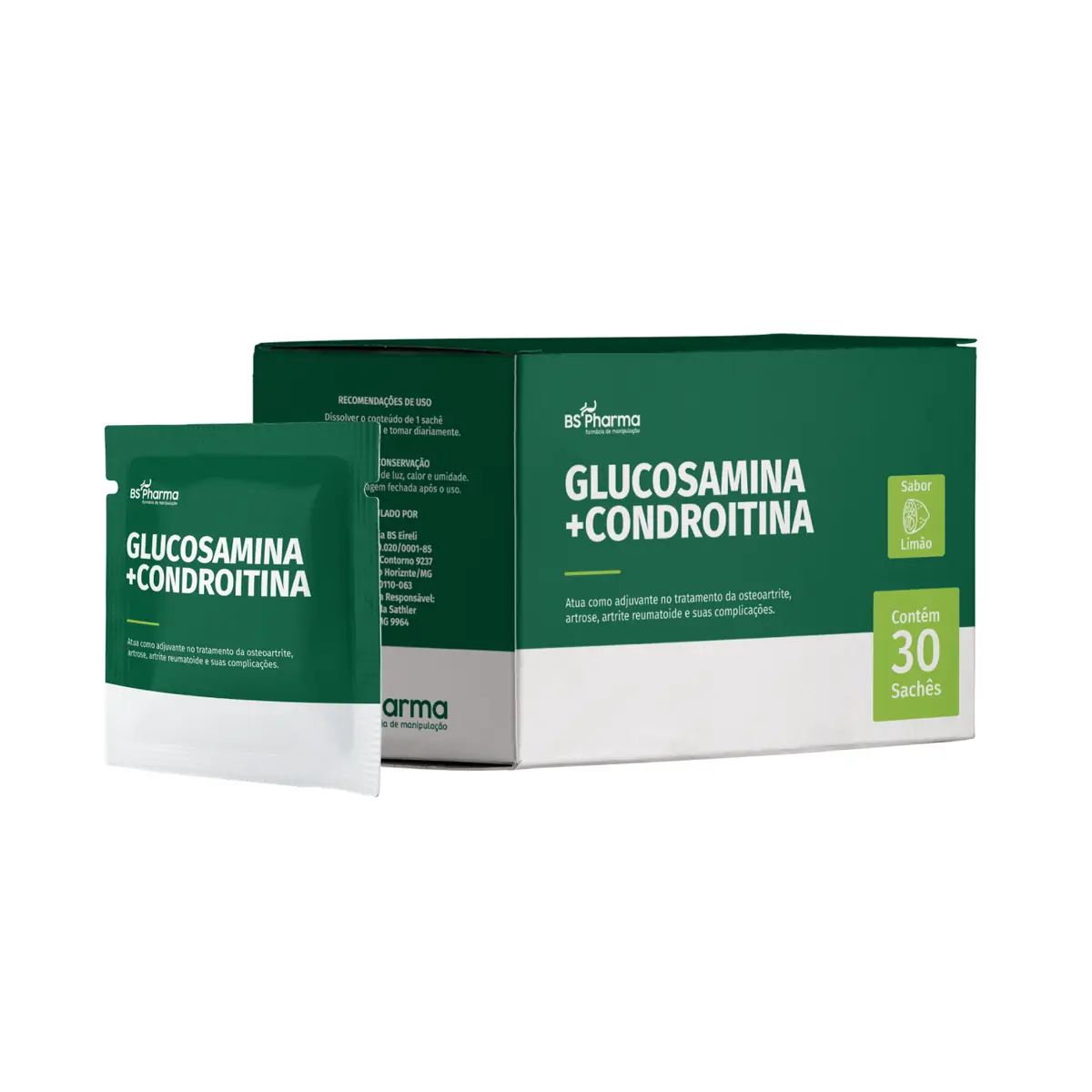 Glucosamina 1,5g + Condroitina 1,2g 60 sachês - Limão