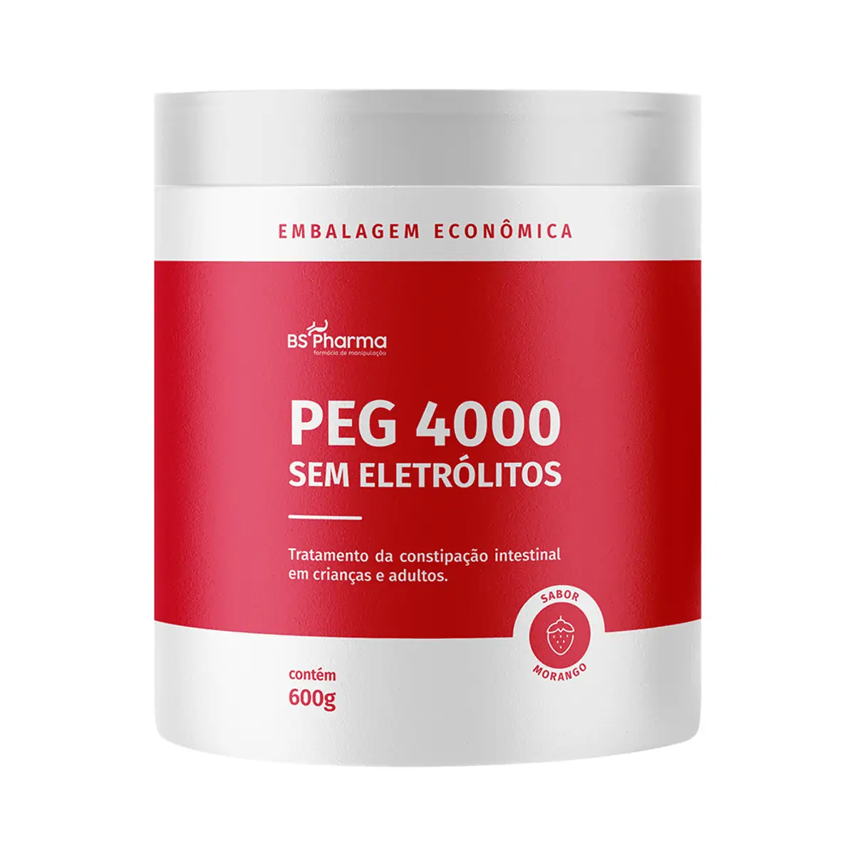PEG 4000 Embalagem Econômica - Morango - 600 gramas