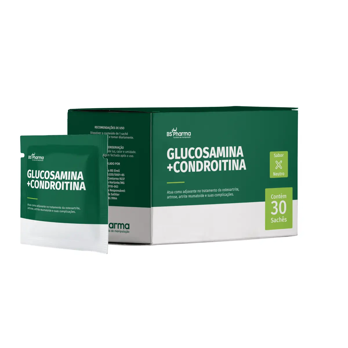 Glucosamina 1,5g + Condroitina 1,2g 60 sachês - Sem aroma