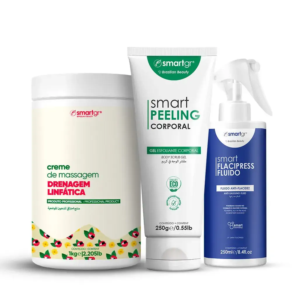 Smart Creme Drenagem Linfática + Smart Peeling Corporal + Smart Fluido Flacipress - Smart GR
