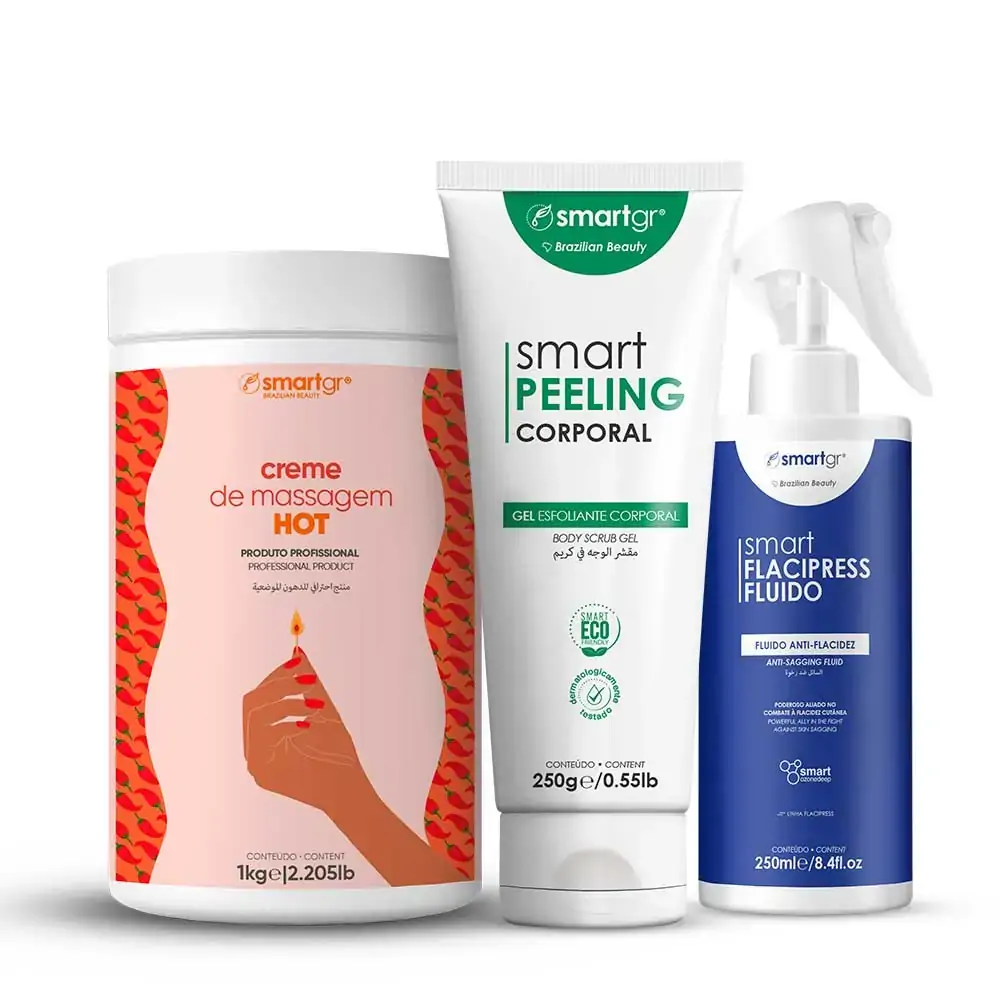Smart Creme Hot + Smart Peeling Corporal + Smart Fluido Flacipress - Smart GR