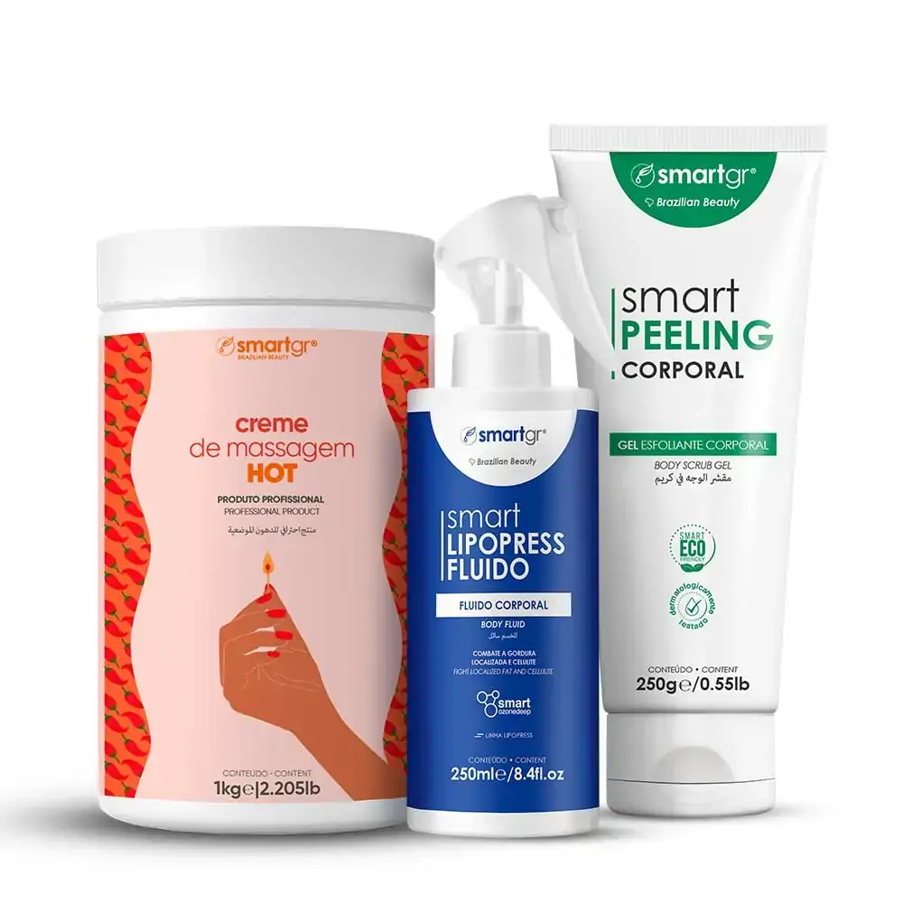 Smart Creme Hot + Smart Peeling Corporal + Smart Fluido Lipopress - Smart GR