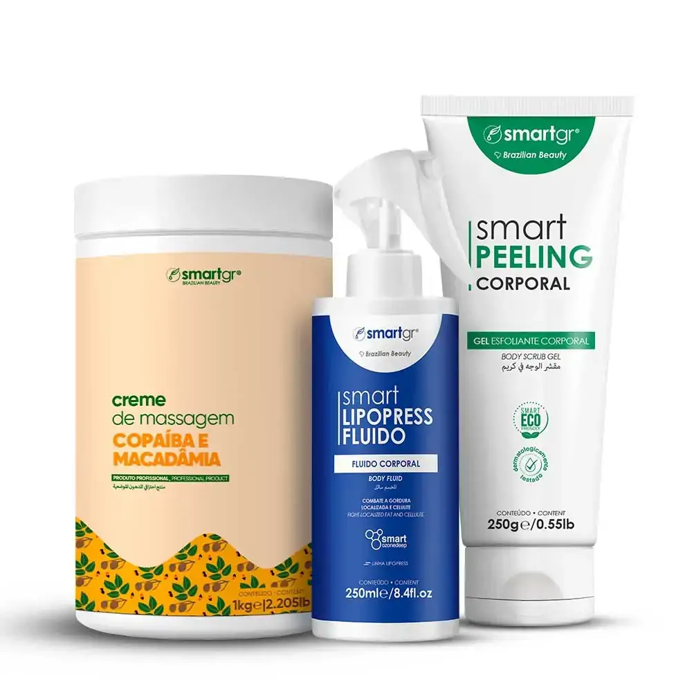 Smart Creme Óleo de Copaíba + Smart Peeling Corporal + Smart Fluido Lipopress - Smart GR