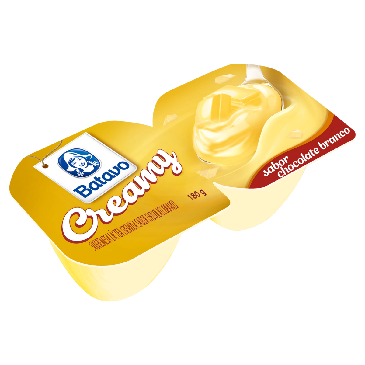 Sobremesa Láctea Chocolate Branco Batavo Creamy Bandeja 180g 2 Unidades