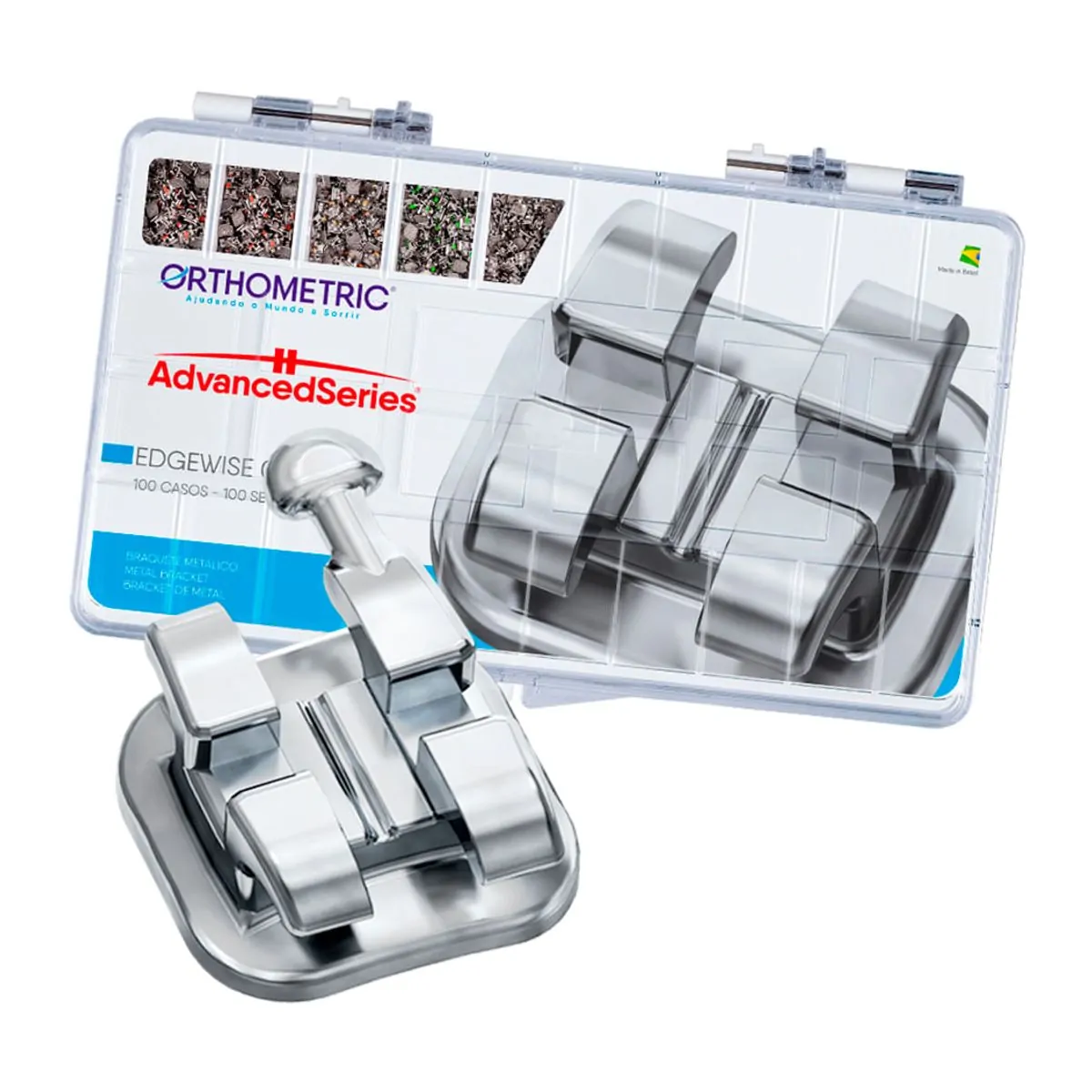 10.10.2203 Bráquete Metálico Advanced Series Edgewise 0,022 Kit com 100 Casos (Com Gancho) - Orthome