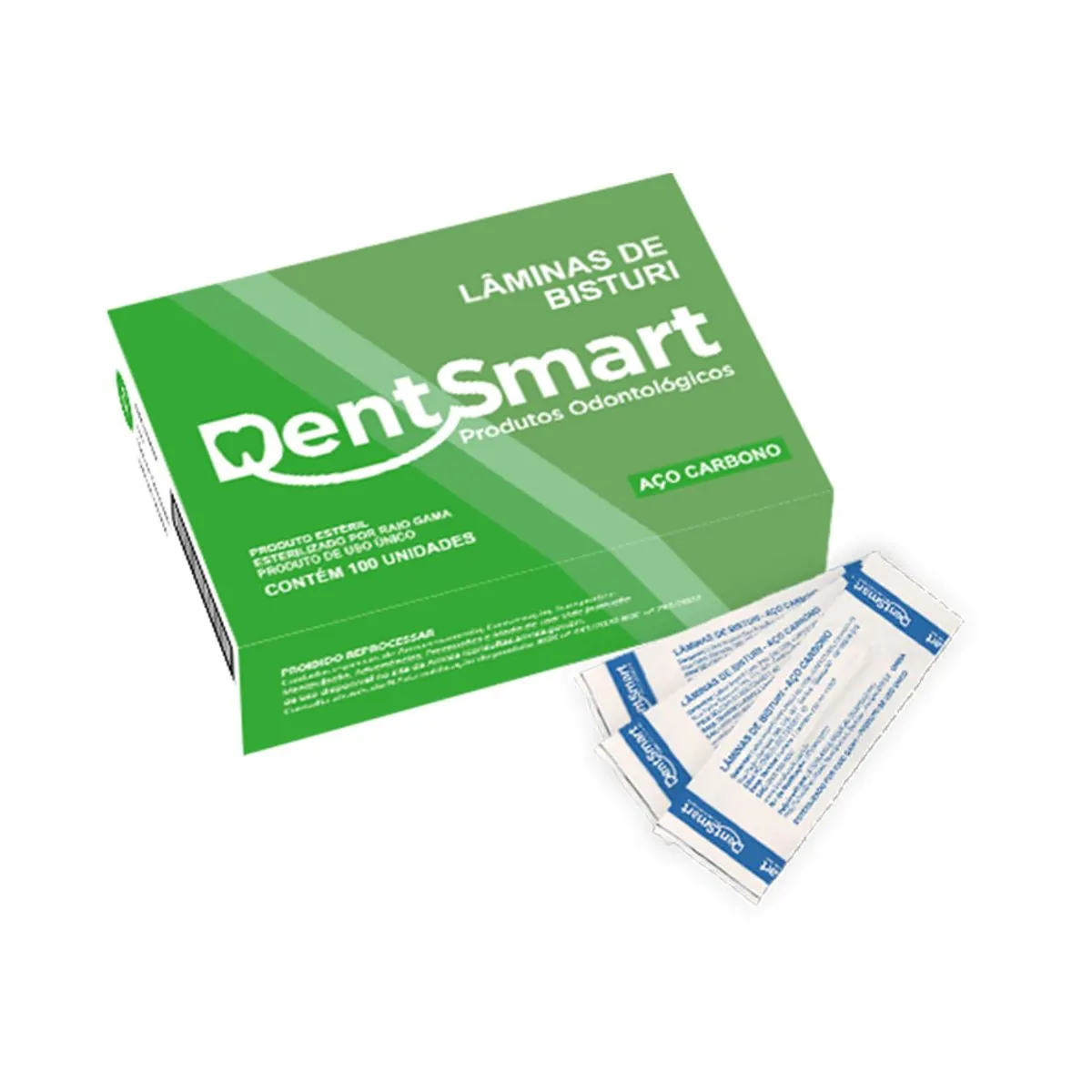 Lâmina De Bisturi Aço Carbono - Dentsmart - Lâmina de Bisturi N°15C Aço Carbono Caixa Com 100 - Dent