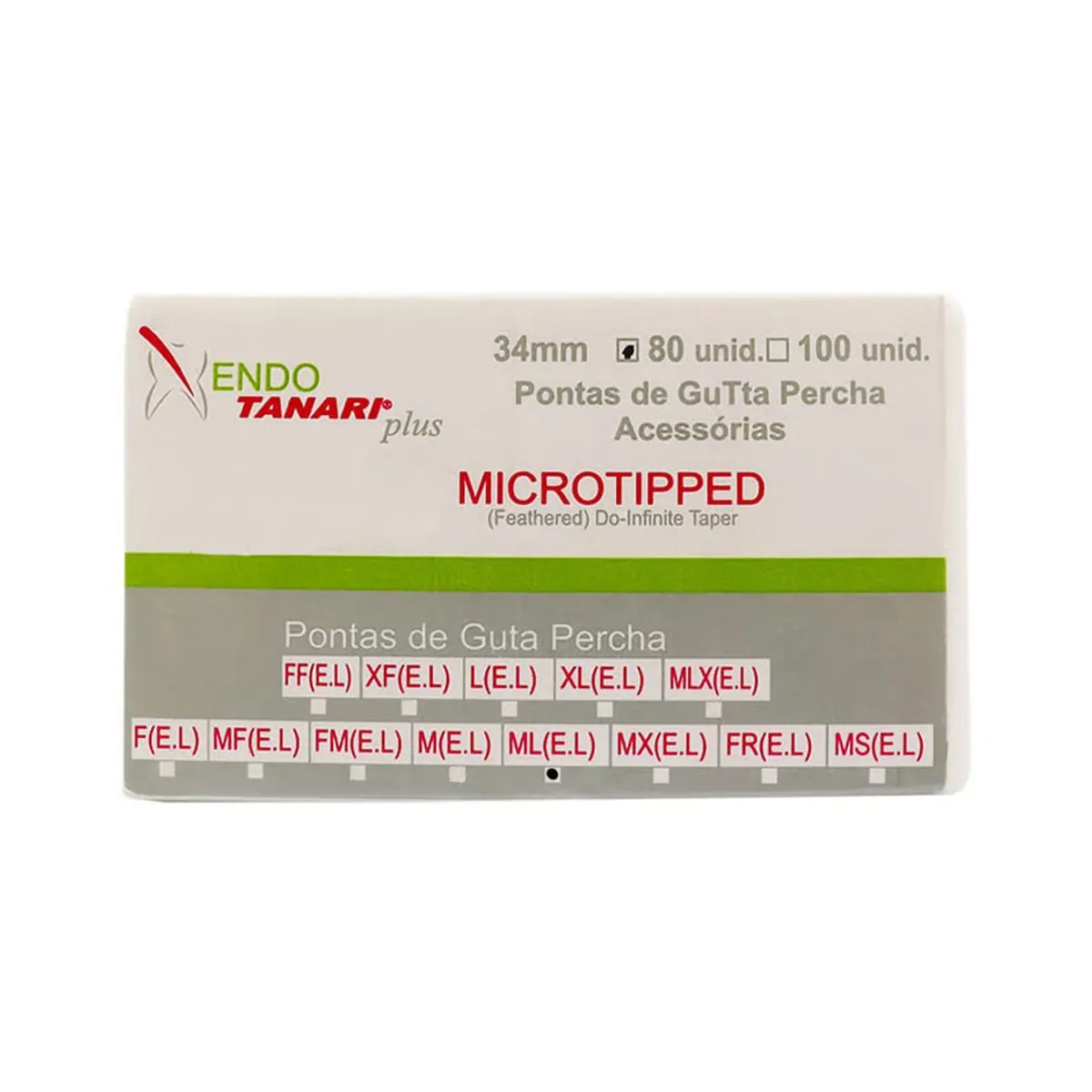 Cone De Guta Percha Microtipped 34mm com 80 - Tanari - Cone De Guta Percha Microtipped ML 34mm com 8