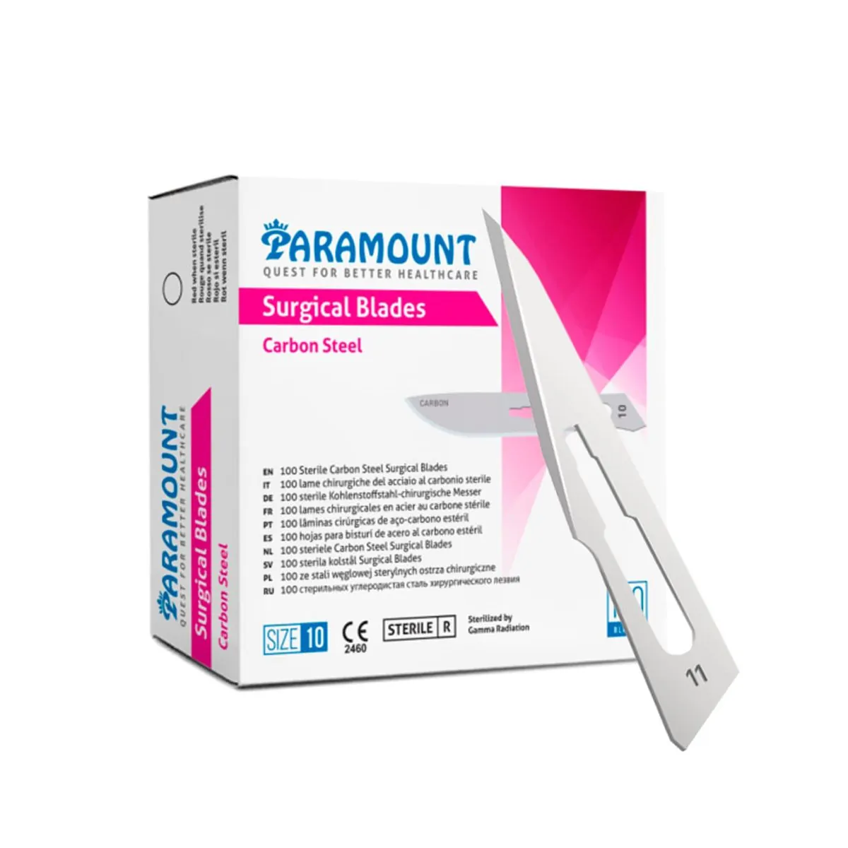 Lâmina de Bisturi Aço Carbono Caixa com 100 - Paramount - Lâmina de Bisturi N° 11 de Aço Carbono Cai