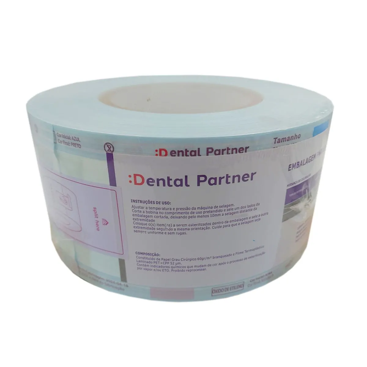 Rolo Para Esterilização Termo Selante - Dental Partner - Rolo Para Esterilização Termo Selante 7,5Cm