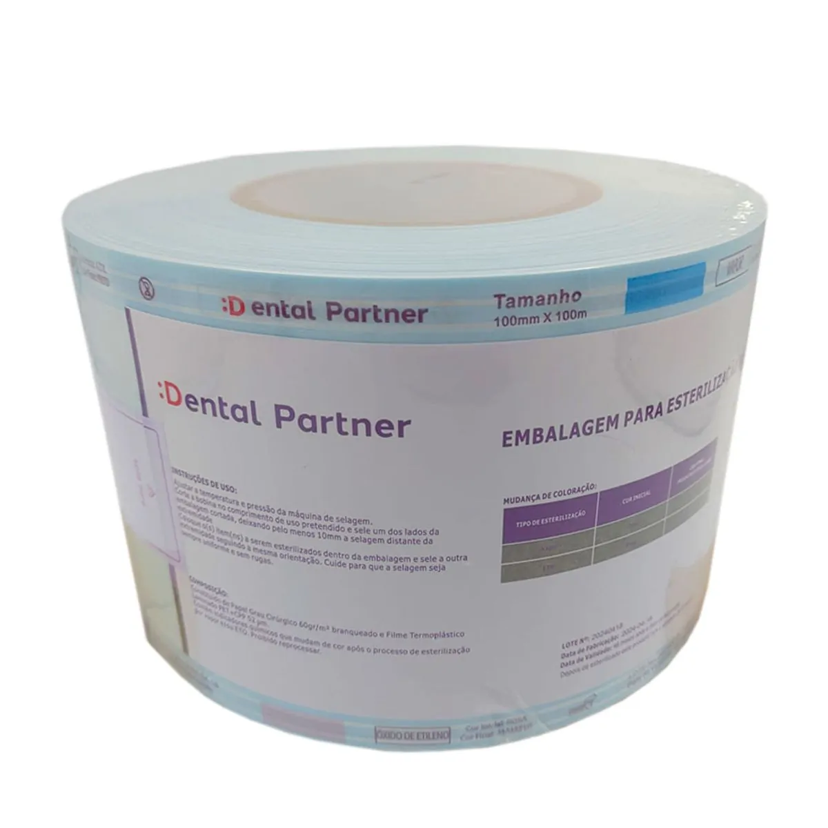 Rolo Para Esterilização Termo Selante - Dental Partner - Rolo Para Esterilização Termo Selante 10Cmx