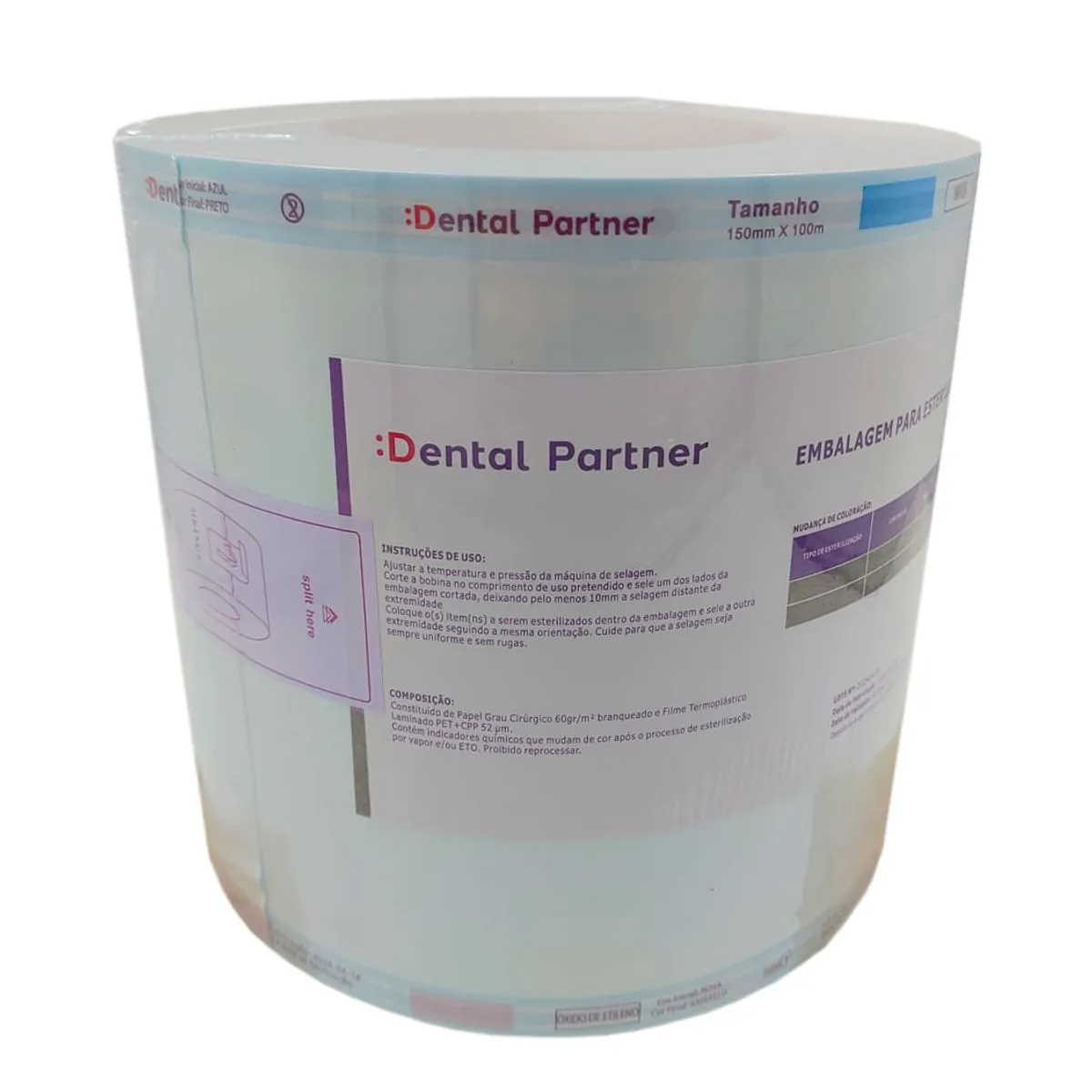 Rolo Para Esterilização Termo Selante - Dental Partner - Rolo Para Esterilização Termo Selante 15Cmx