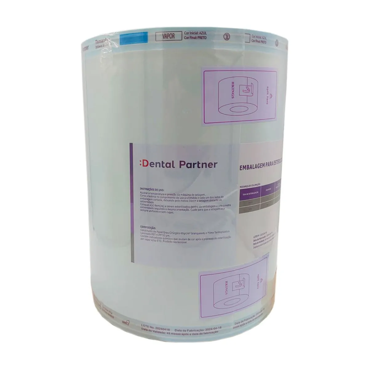 Rolo Para Esterilização Termo Selante - Dental Partner - Rolo Para Esterilização Termo Selante 20Cmx