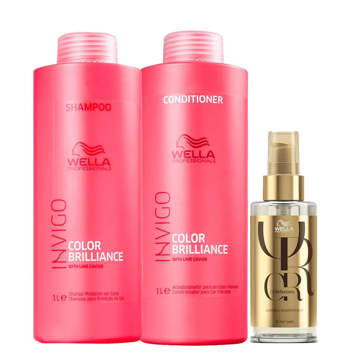 Kit Wella Professionals Invigo Color Brilliance - Shampoo 1000 ml + Condicionador 1000 ml + Óleo Cap