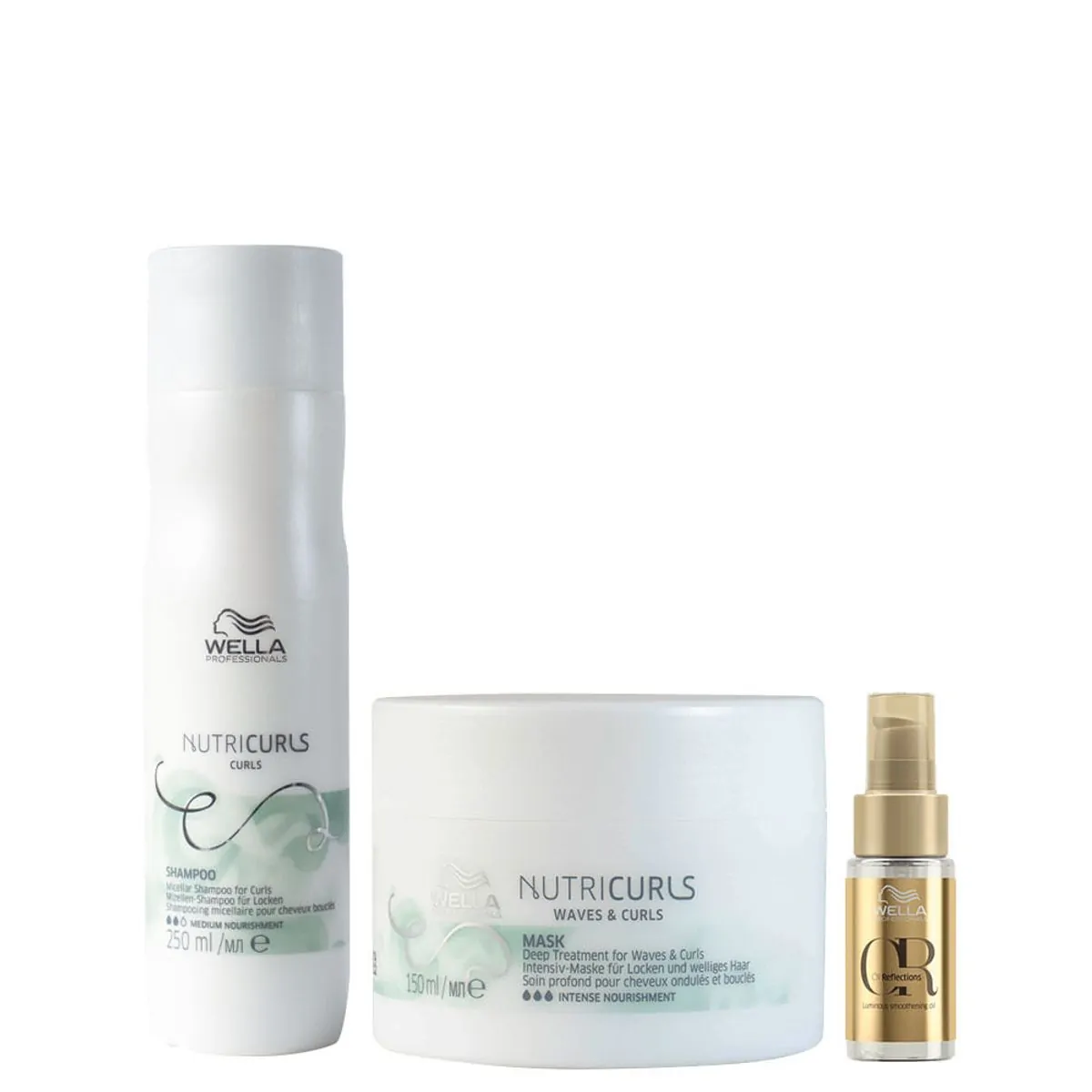 Kit Wella Professionals Nutricurls - Shampoo 250 ml + Máscara 150 ml + Óleo 30 ml