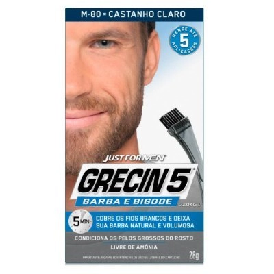 Kit Color Gel Barba E Bigode M 80 Castanho Claro Grecin 5 Just For Men