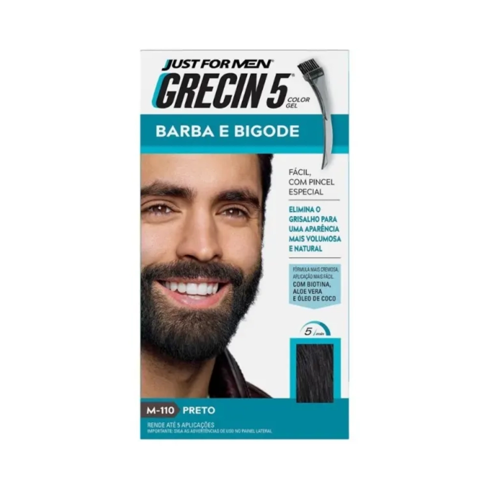 Kit Color Gel Barba E Bigode M 110 Preto Grecin 5 Just For Men