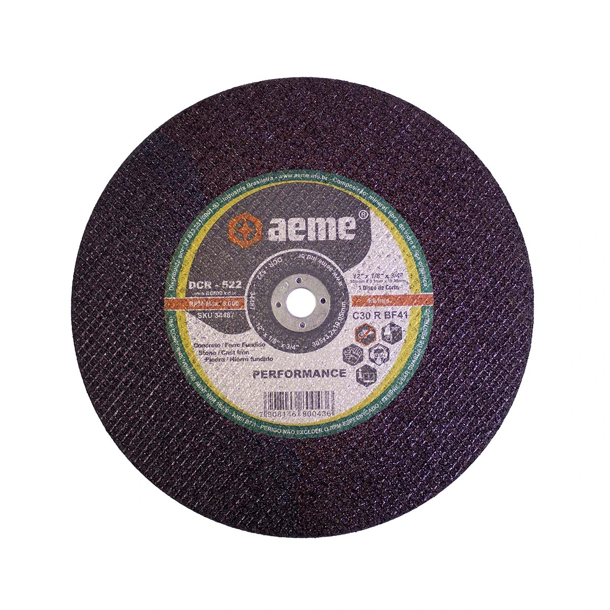 Disco Corte Aeme Refratario Dcr 522 12x1/8x3/4 2t