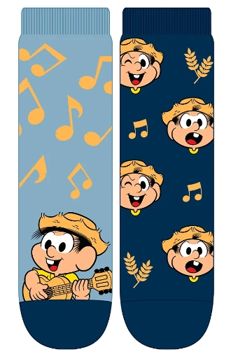 Kit 2 Pares Soquete Masc 31 34 Cx 36 Chico Bento Musicas