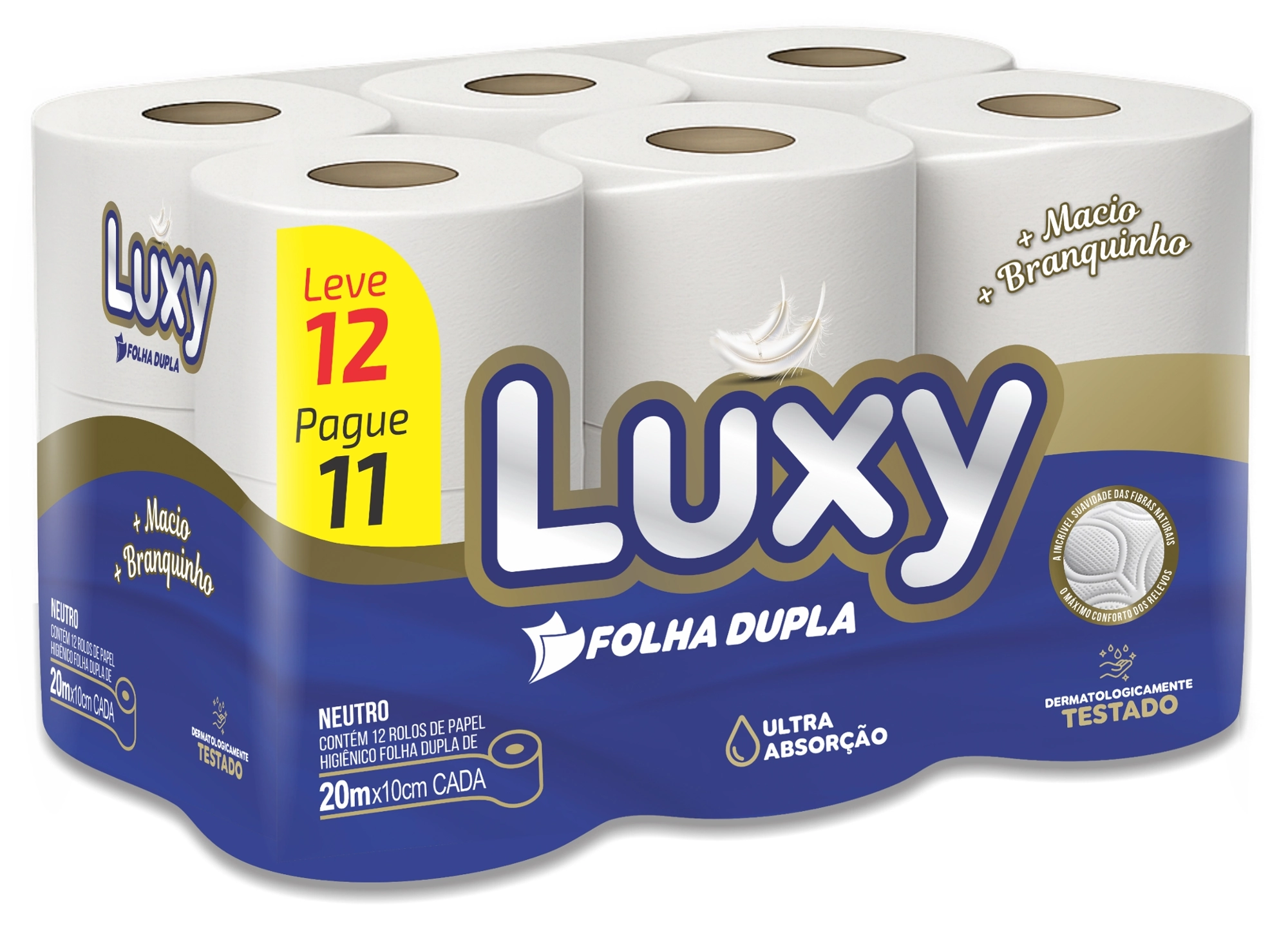 Papel Higienico Luxy Folha Dupla 20m C/12 Neutro