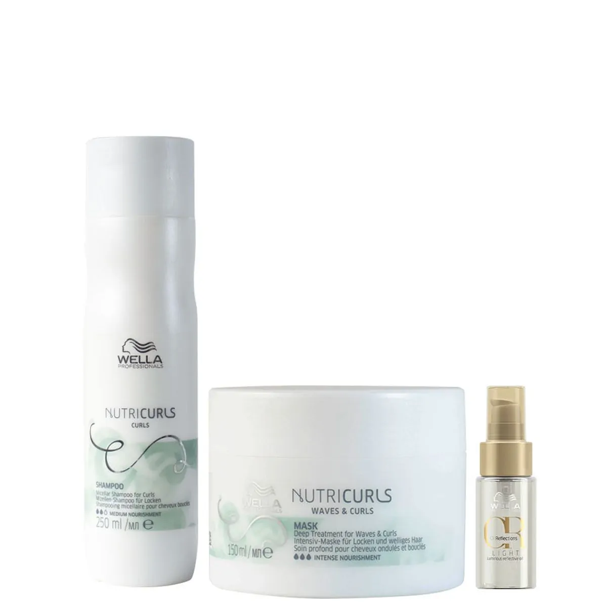 Kit Wella Professionals Nutricurls - Shampoo 250 ml + Máscara 150 ml + Óleo Light 30 ml