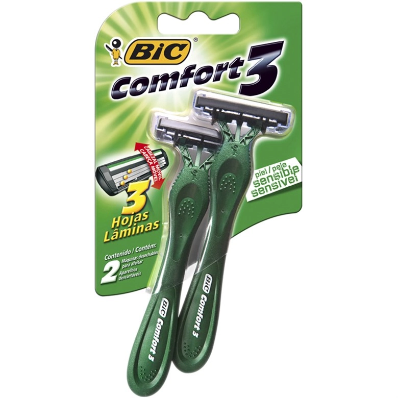 Aparelho Descartável Para Barbear Bic Comfort 3 Sensitive 2 Unidades