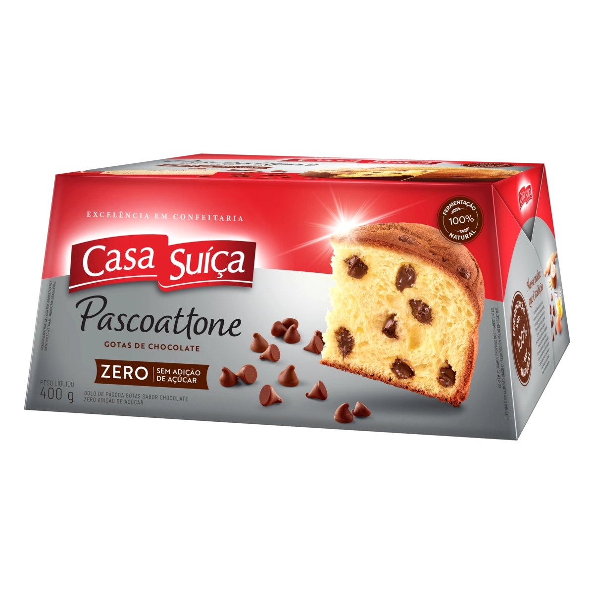 Bolo De Páscoa Com Gotas De Chocolate Casa Suíça Pascoattone Zero Caixa 400g
