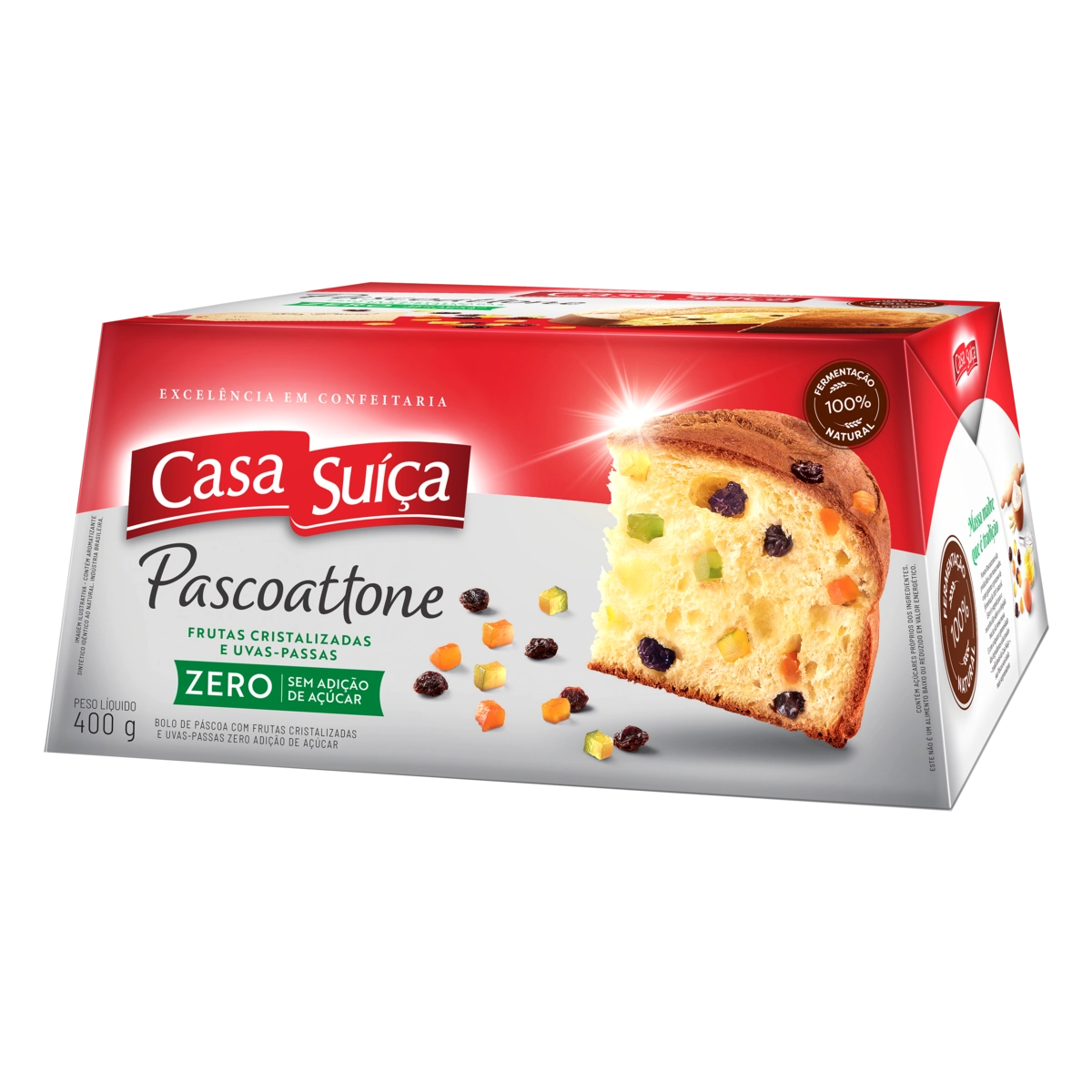 Bolo De Páscoa Com Frutas Cristalizadas E Uvas Passas Casa Suíça Pascoattone Zero Caixa 400g