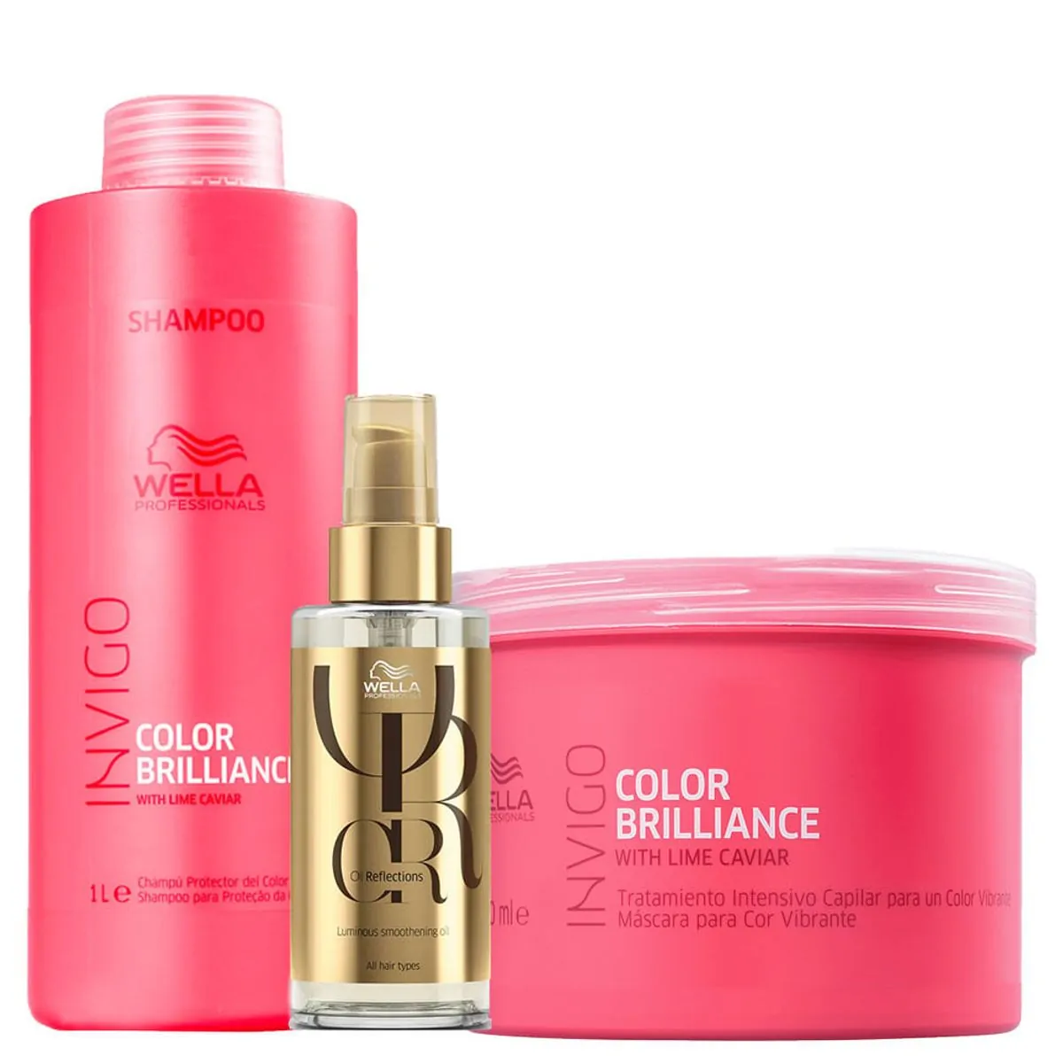 Kit Wella Professionals Invigo Color Brilliance - Shampoo 1000 ml + Máscara 500 ml + Óleo Capilar 10