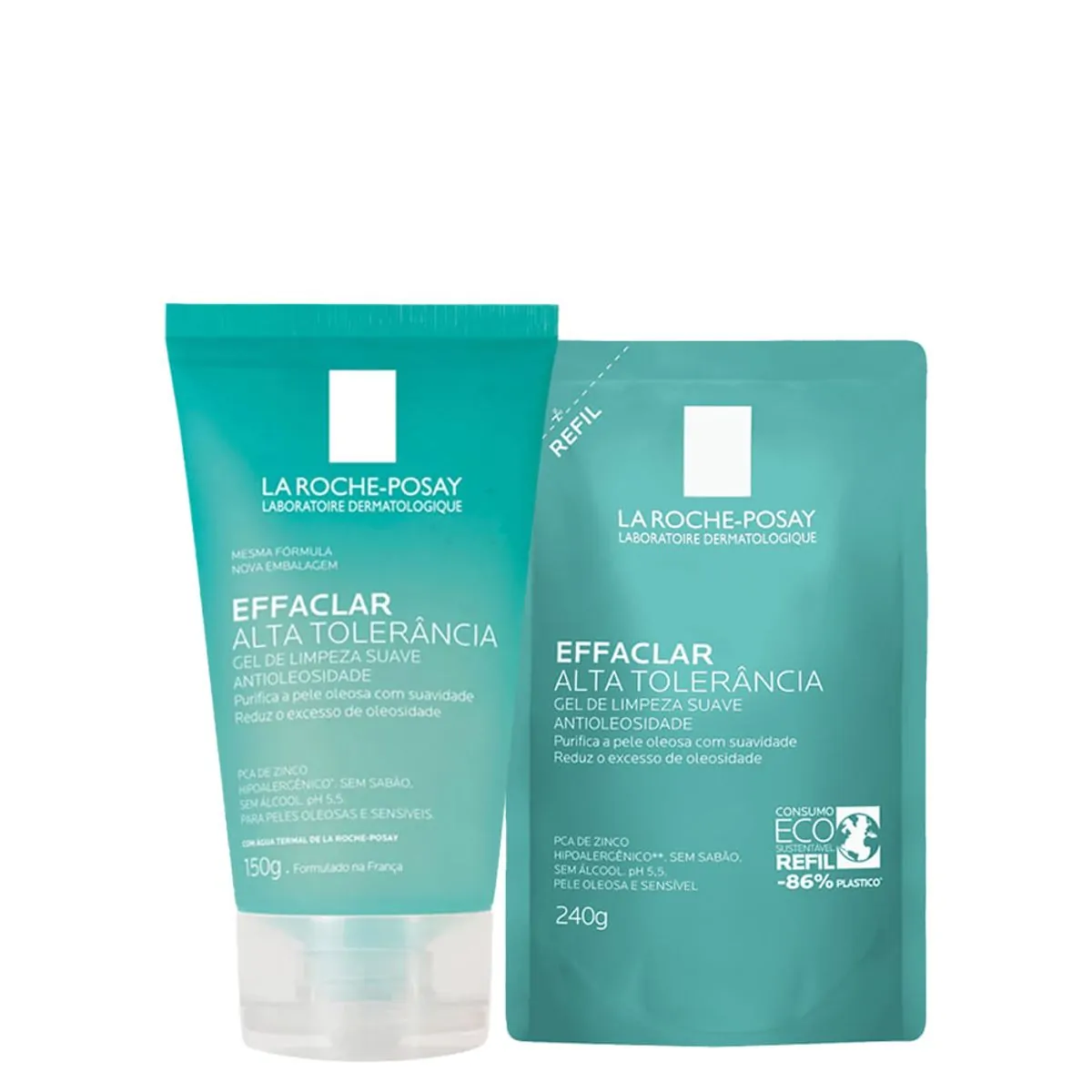 Kit Gel Facial de Limpeza La Roche- Posay Effaclar Alta Tolerância- Gel 150 g + Gel Refil 240 g