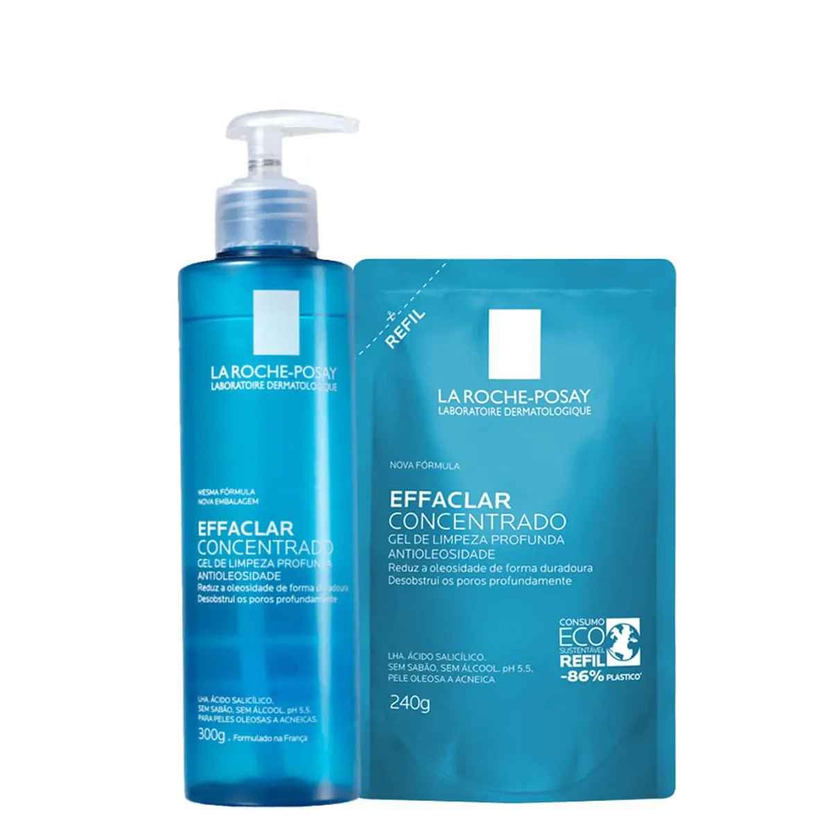 Kit La Roche-Posay Effaclar Concentrado - Gel Facial de Limpeza Refil 240 g + Gel Facial de Limpeza