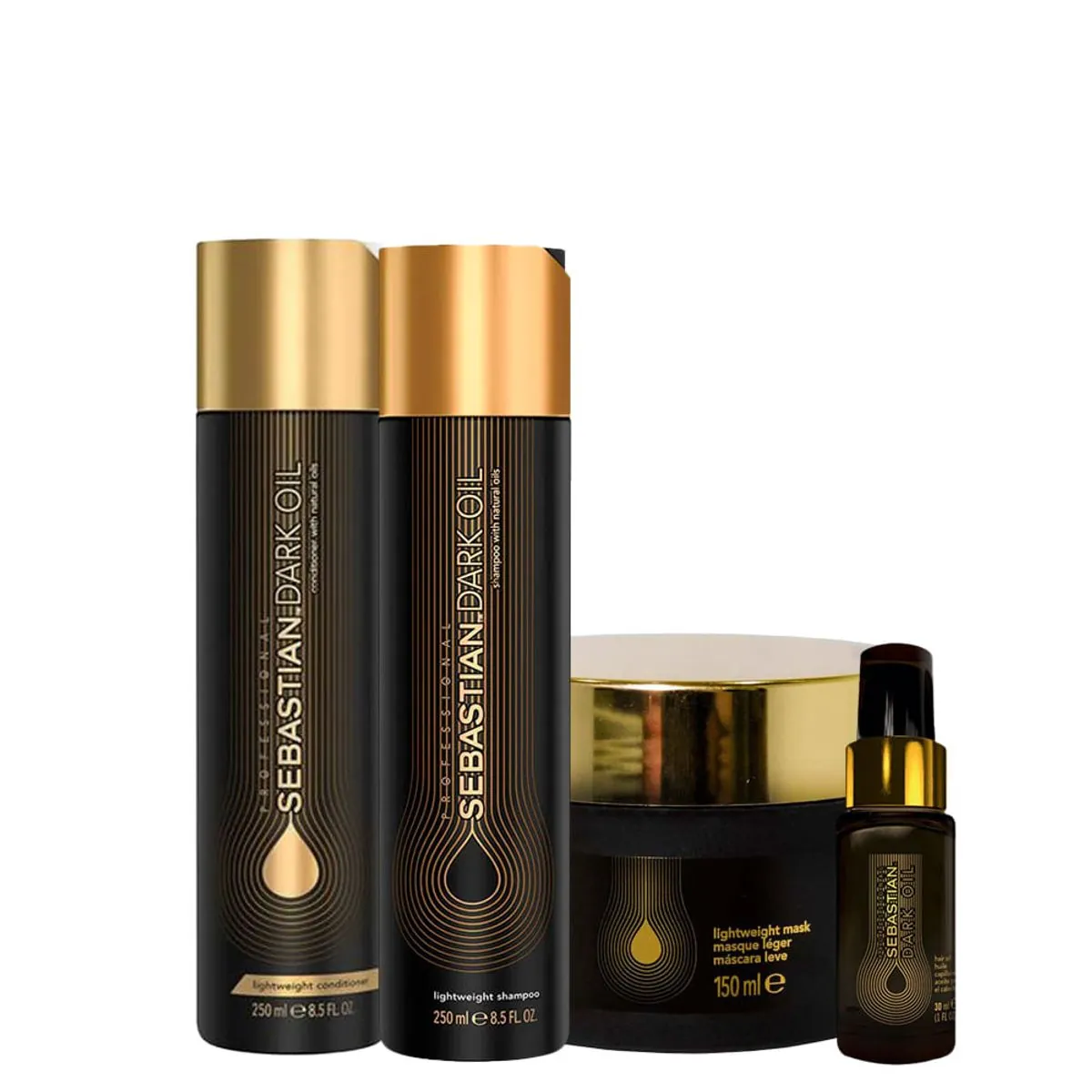 Kit Sebastian Professional Dark Oil - Shampoo 250 ml + Condicionador 250 ml + Máscara 150 ml + Óleo