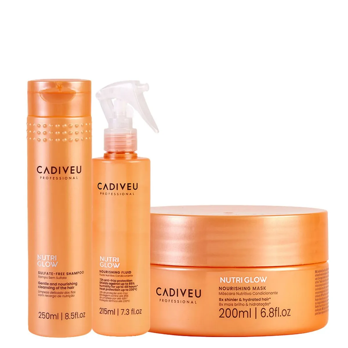Kit Tratamento 3 Passos Cadiveu Professional Nutri Glow - Shampoo 250 ml + Máscara Nutritiva 200 ml