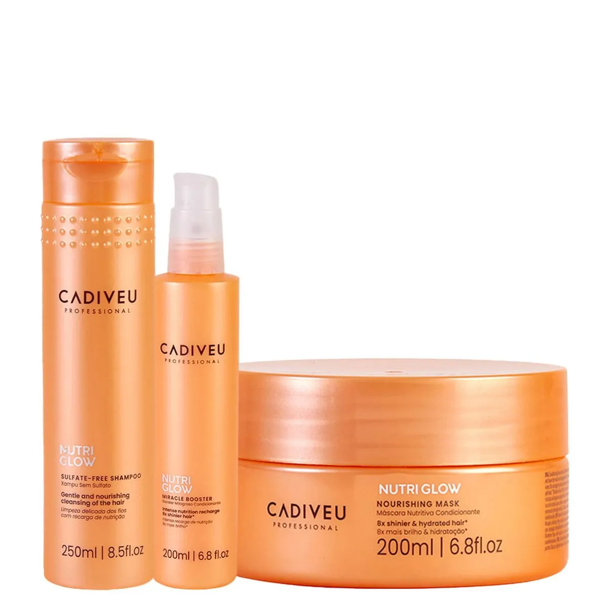 Kit Tratamento 3 Passos Nutrição Intensa Cadiveu Professional Nutri Glow - Booster Milagroso+Shampo