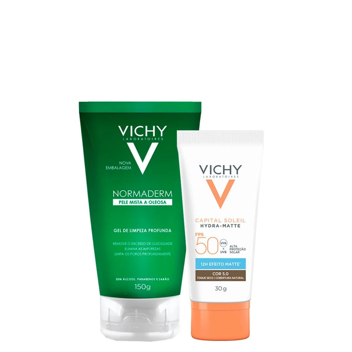 Kit Vichy Facial - Gel de Limpeza Profunda 150 g + Protetor Solar Facial FPS 50 Cor 5.0 30 g