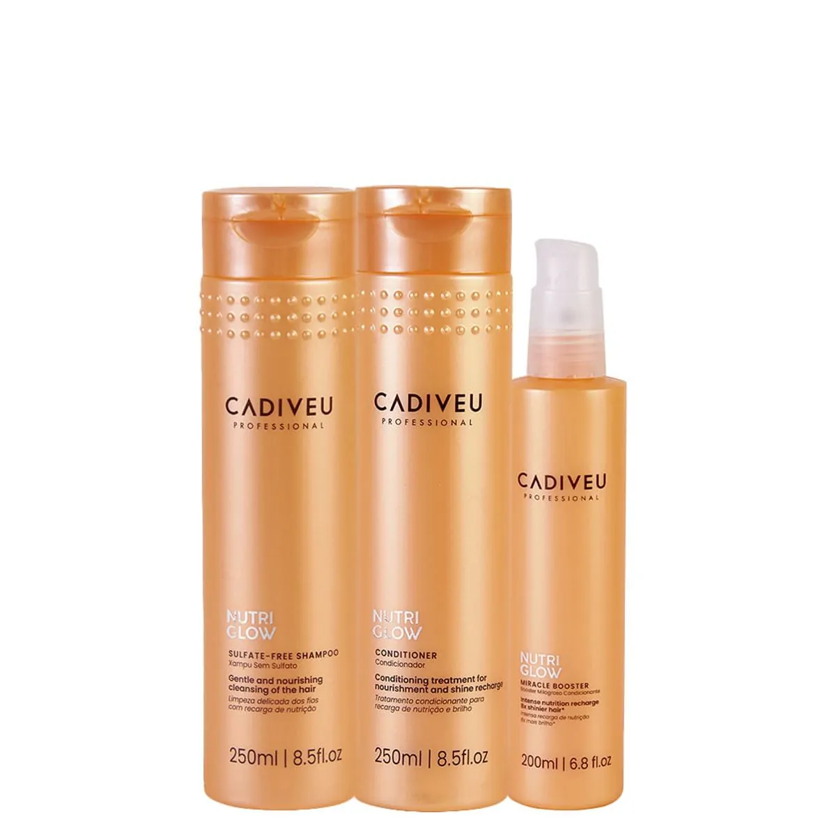 Kit Cadiveu Nutri Glow - Shampoo 250 ml + Condicionador de Nutrição 250 ml + Booster de Nutrição 200