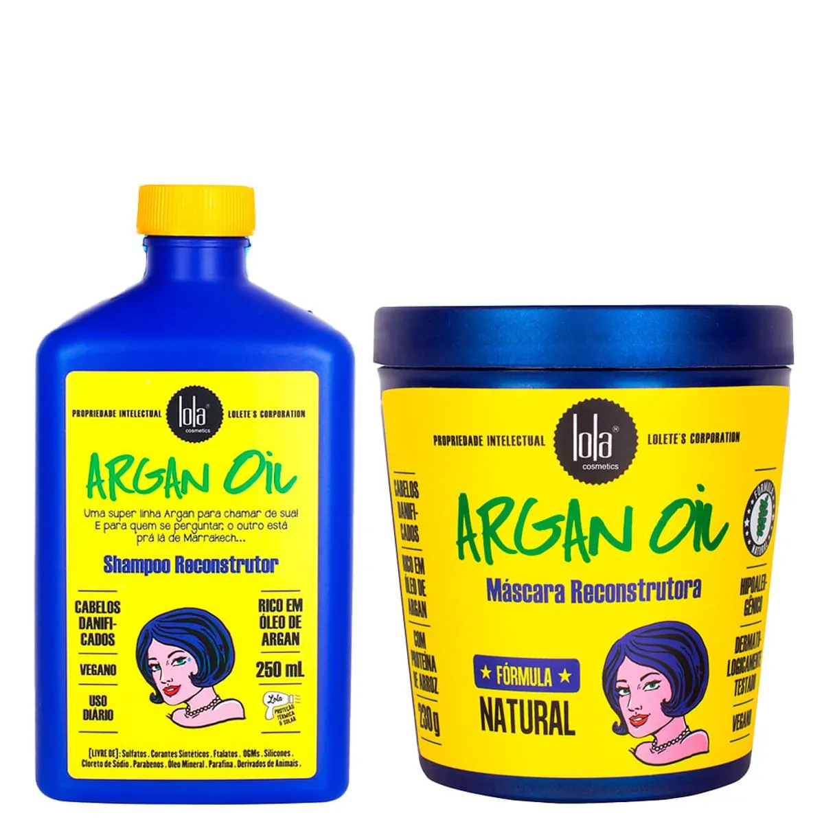 Kit Lola Cosmetics Reconstrução Argan Oil - Shampoo 250 ml + Máscara de Reconstrução 230 g