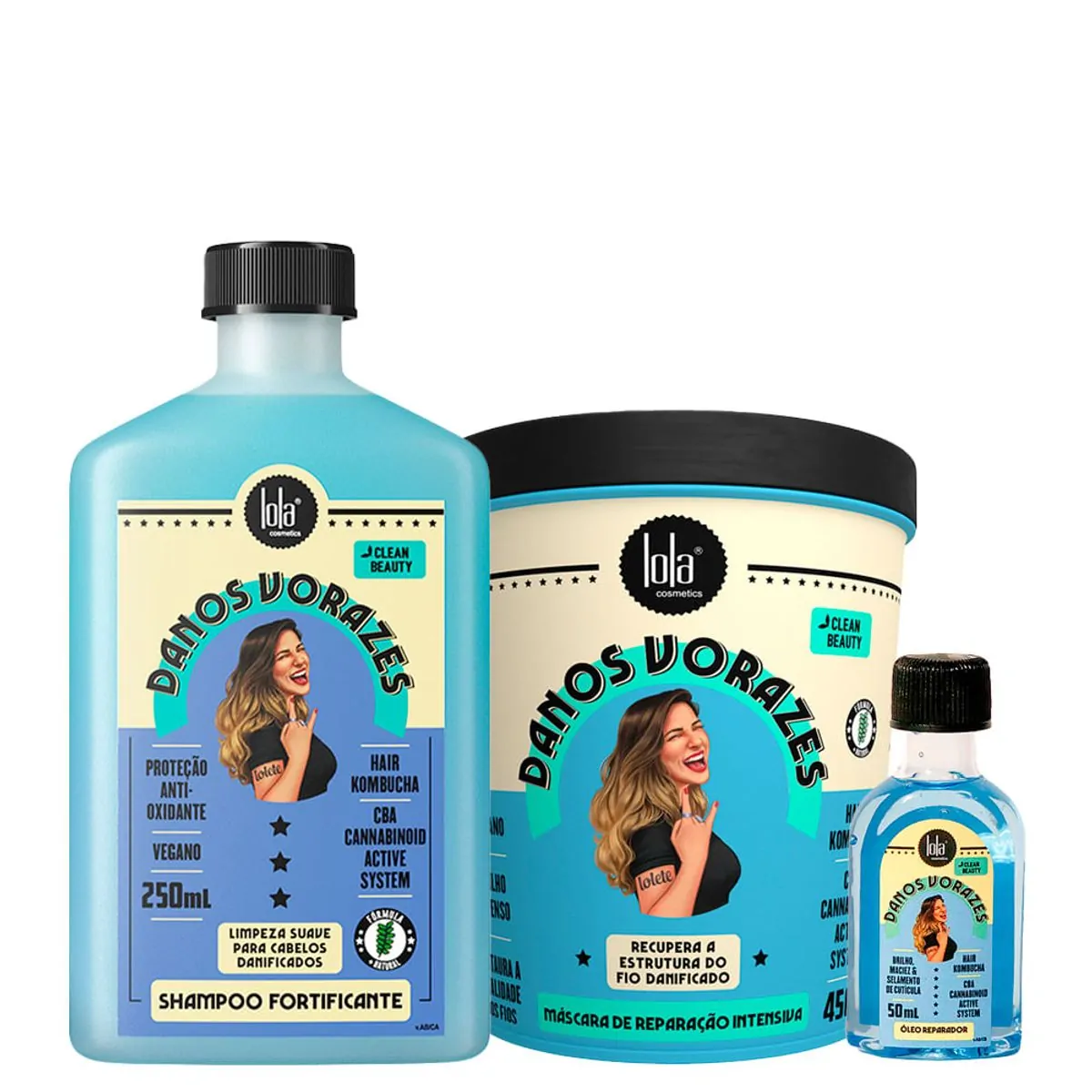 Kit Lola Cosmetics Reconstrução Danos Vorazes - Shampoo 250 ml + Máscara de Reconstrução 450 g + Óle
