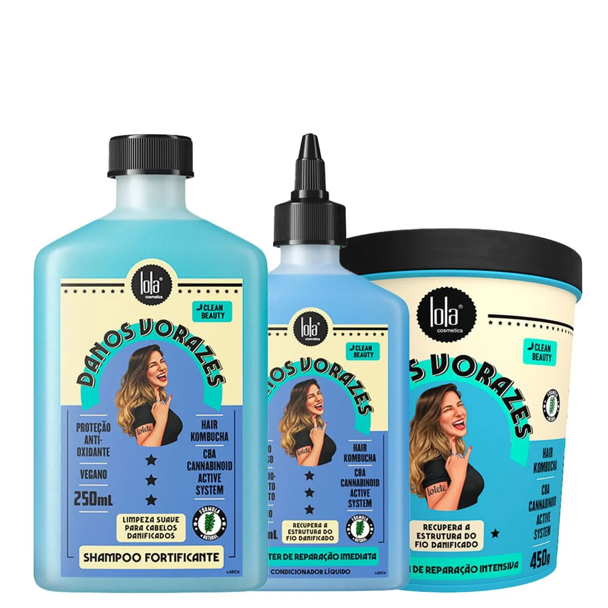 Kit Lola Cosmetics Reconstrução Danos Vorazes - Shampoo ml + Máscara de Reconstrução 450 g + Booster