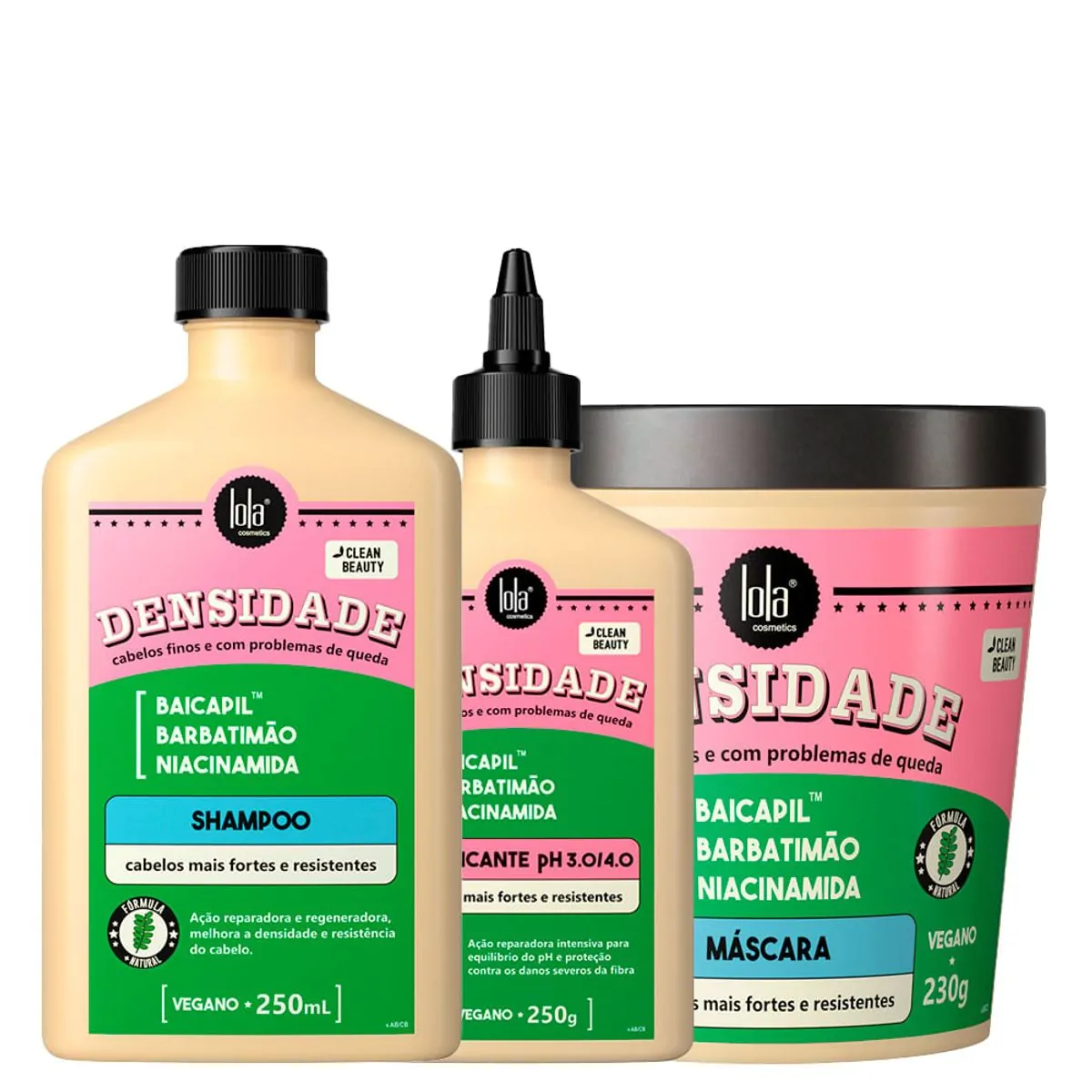 Kit Lola Cosmetics Reparação Densidade - Shampoo 250 ml + Máscara de Reconstrução 230 g + Acidifican