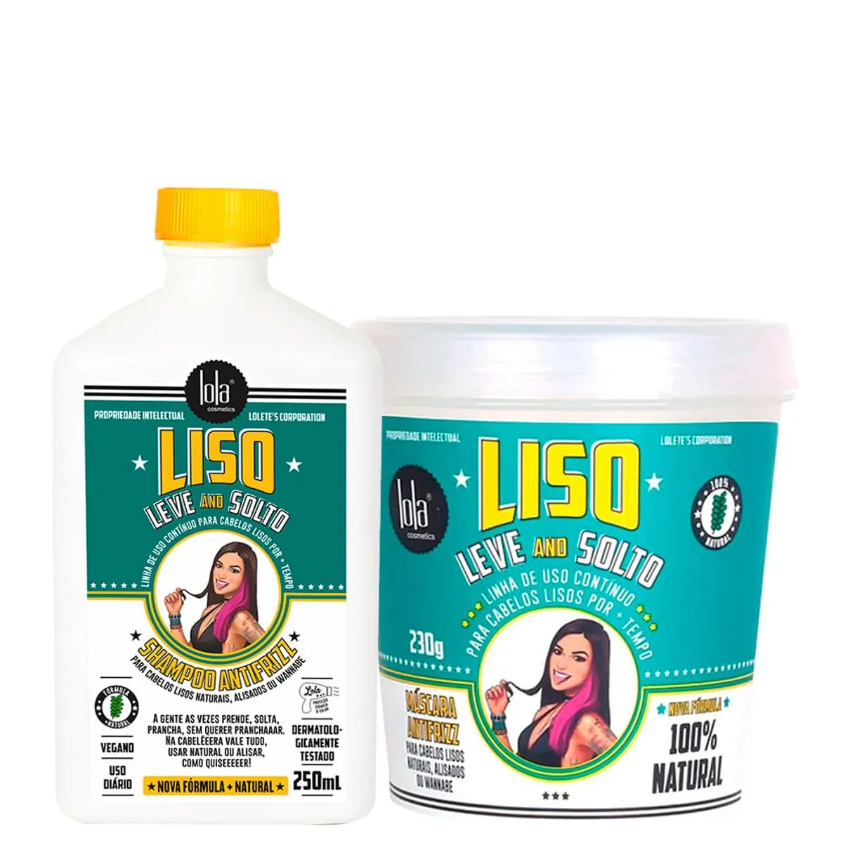 Kit Lola Cosmetics Hidratação Liso, Leve and Solto - Shampoo 250 ml + Máscara Antifrizz 230 g