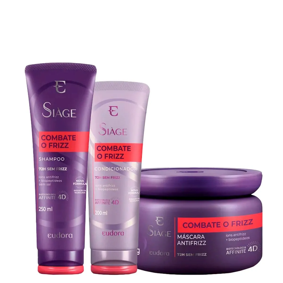 Kit Eudora Siàge Combate o Frizz - Shampoo 250 ml + Condicionador 200 ml + Máscara Antifrizz 250 g -