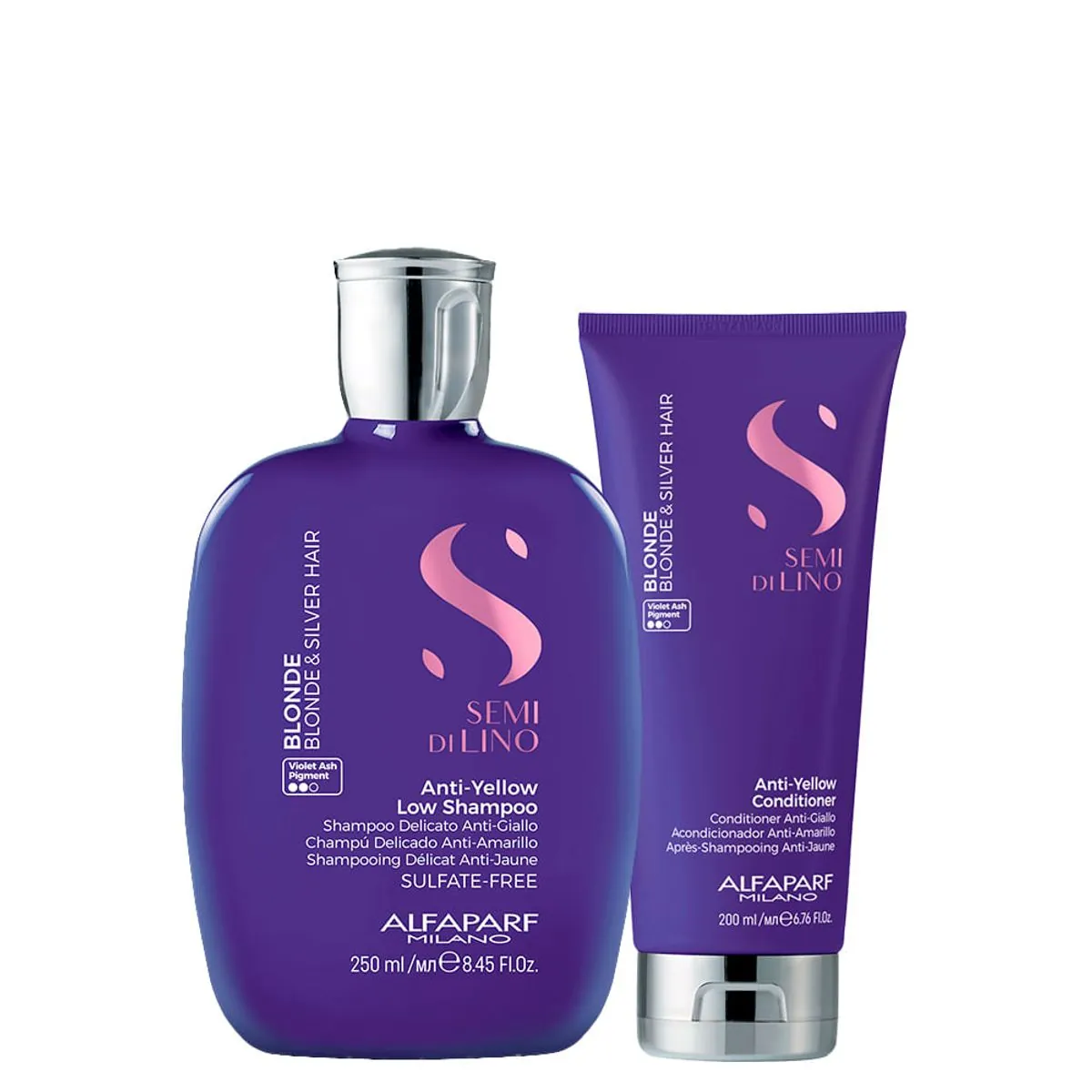 Kit Alfaparf Milano Professional Semi Di Lino Blonde Anti-Yellow - Shampoo 250 ml + Condicionador 20